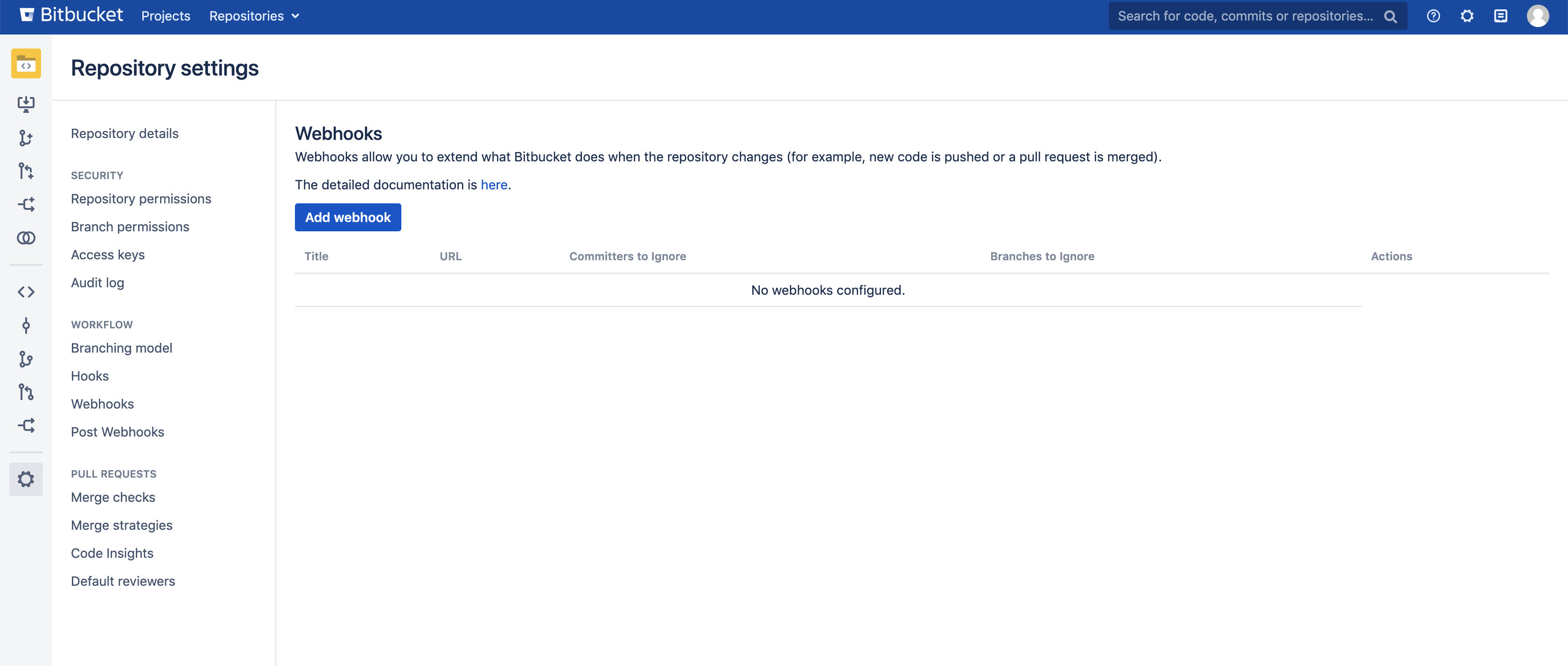 Bitbucket Post hook repository level guide