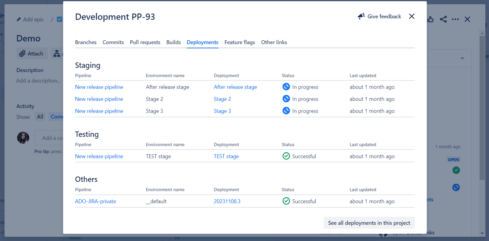 How do we extract the Azure DevOps pipeline stages into Jira?