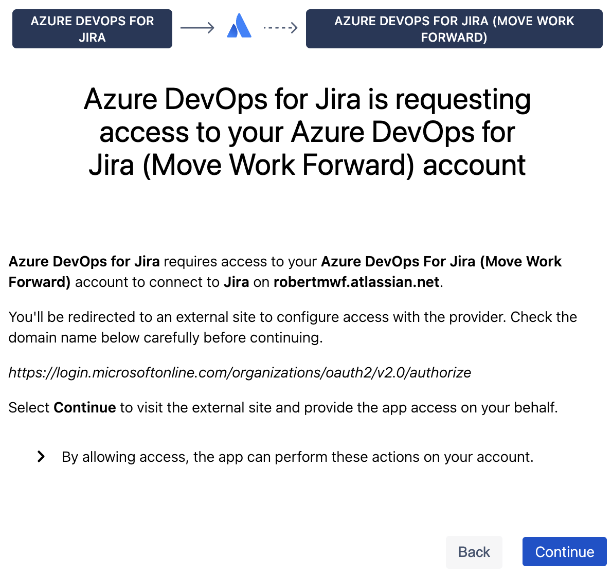 Atlassian's consent screen