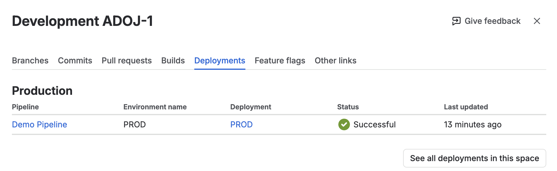 The Development module displayed more detailed information. 